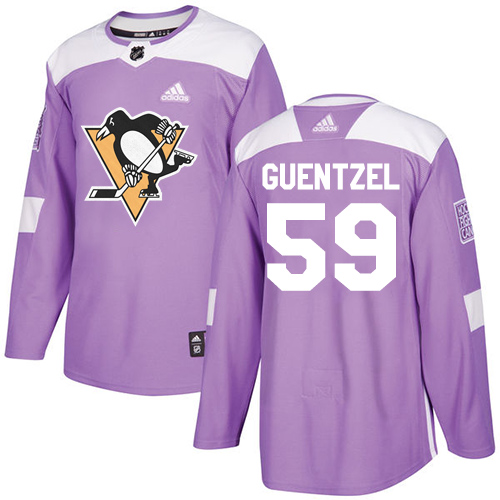 Adidas Penguins #59 Jake Guentzel Purple Authentic Fights Cancer Stitched NHL Jersey - Click Image to Close